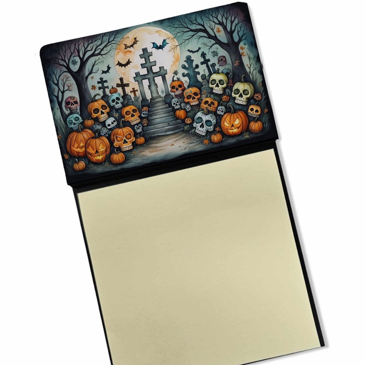 Edge Collections - 3" x 3" - Multicolor - Halloween Sticky Note Holder Refillable Dispenser Sugar Skulls - 1 Piece